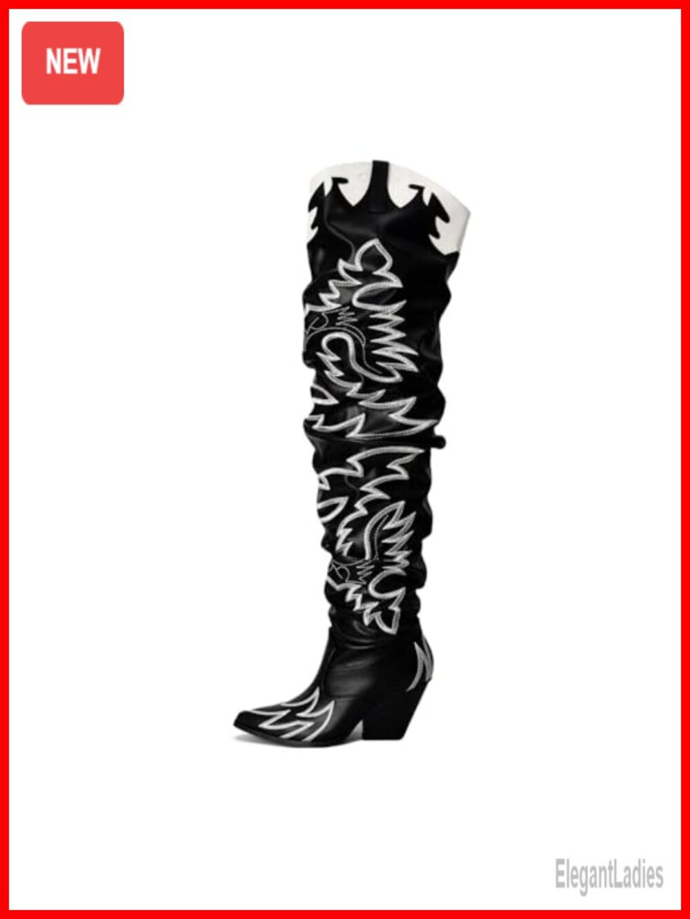 Faux Leather Thigh High Over The Knee Boots Chunky Block Heel Pull-On Women's